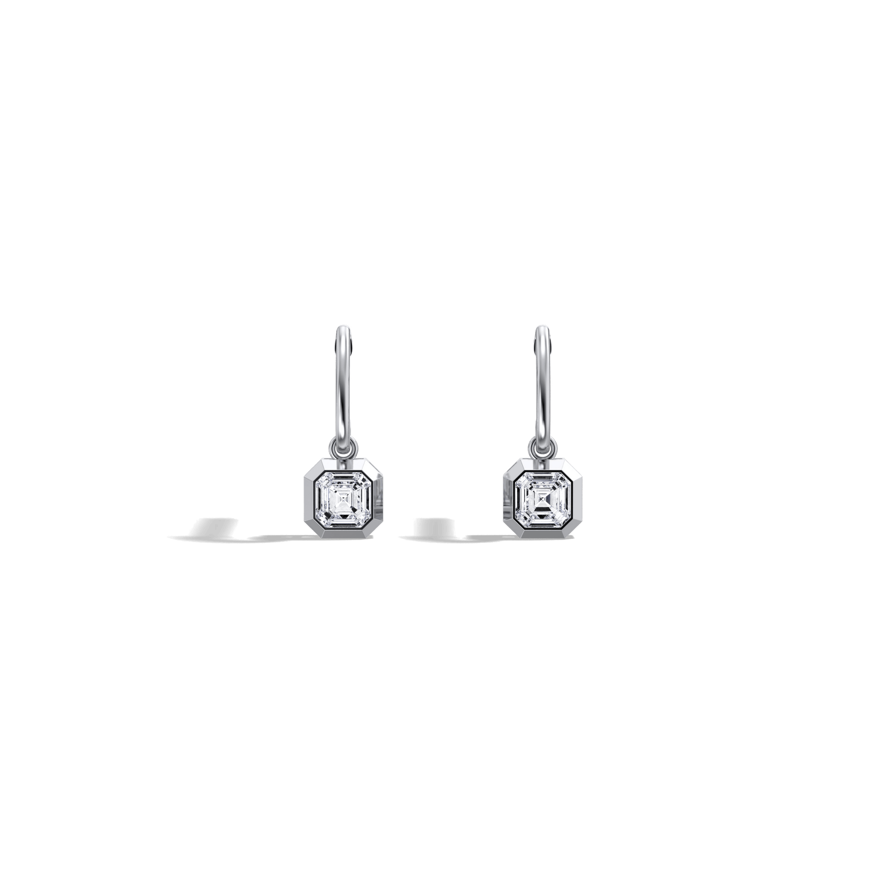 1CTW Asscher Cut Lab Dimaond Bezel Octagon Drop Earring - 