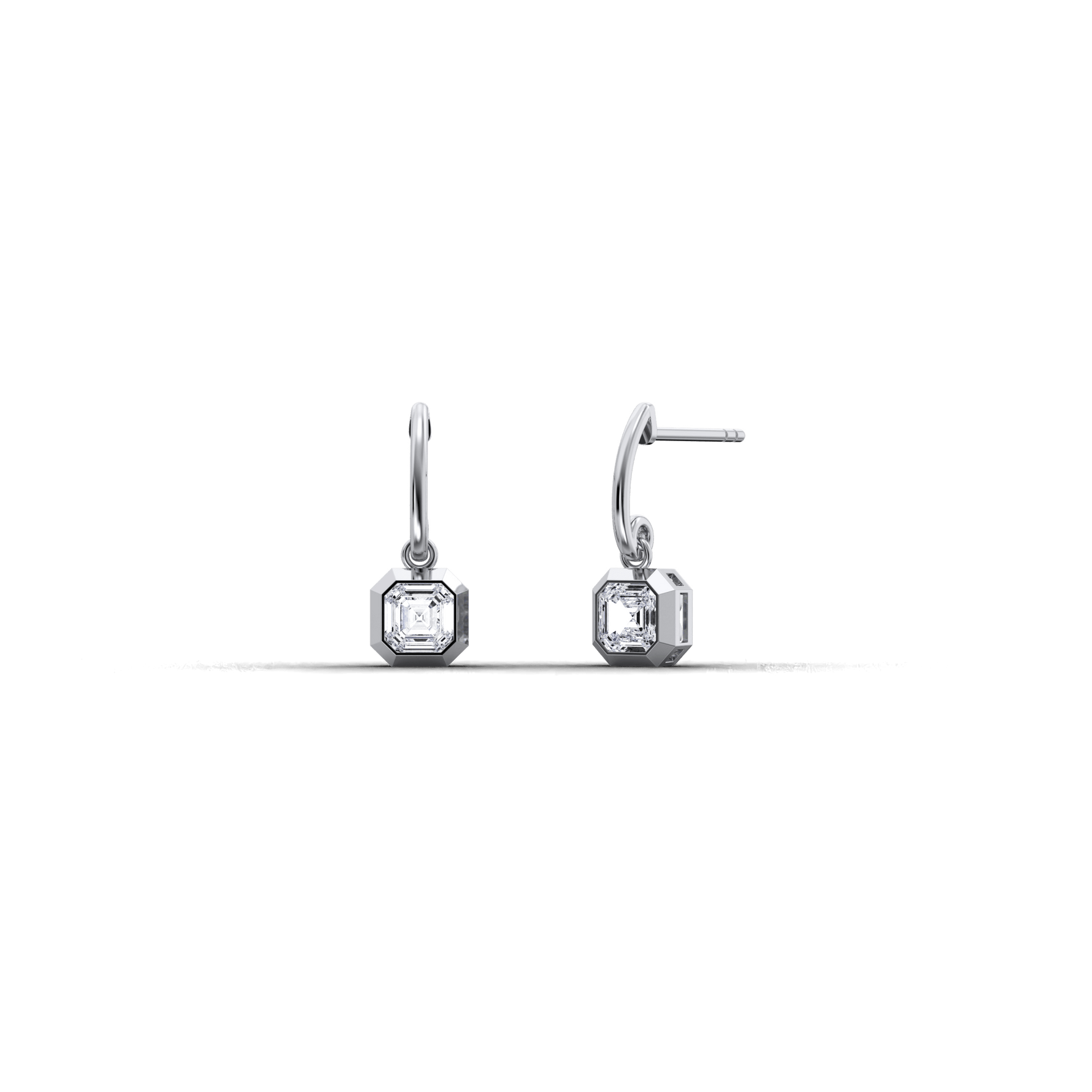 1CTW Asscher Cut Lab Dimaond Bezel Octagon Drop Earring - 