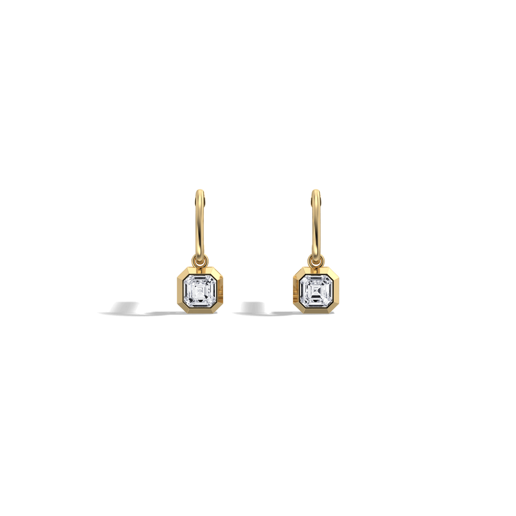1CTW Asscher Cut Lab Dimaond Bezel Octagon Drop Earring - 