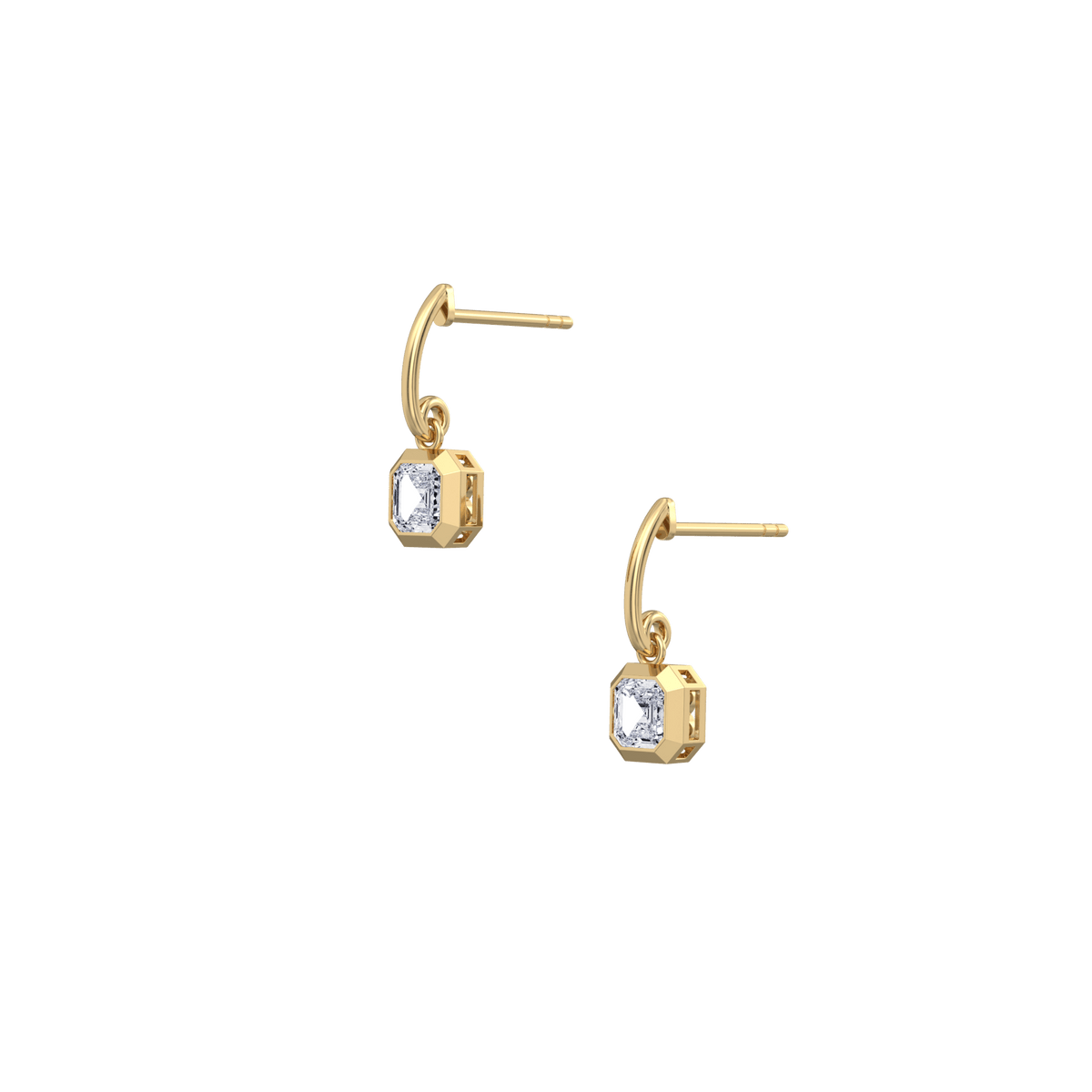 1CTW Asscher Cut Lab Dimaond Bezel Octagon Drop Earring - 