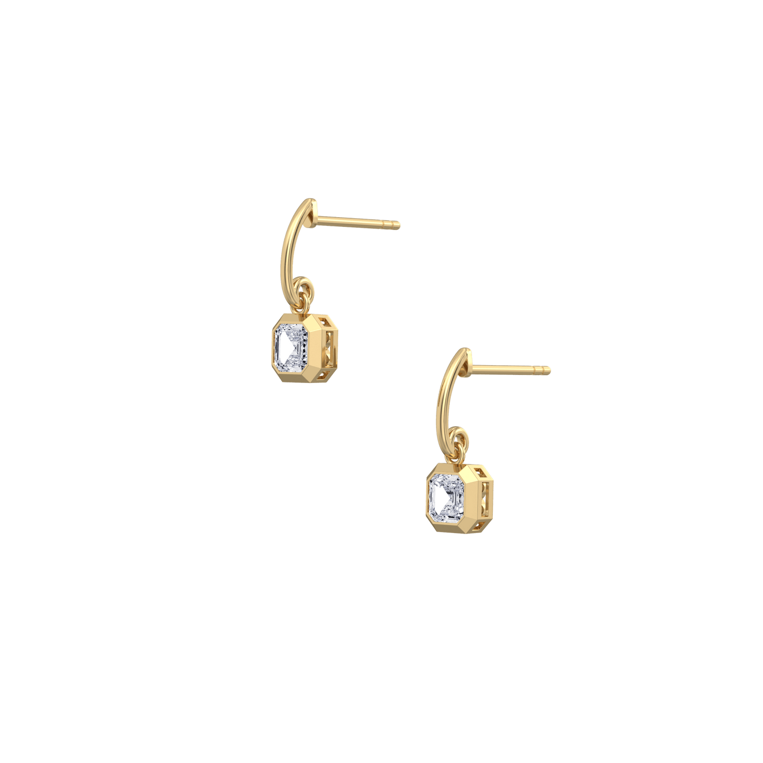 1CTW Asscher Cut Lab Dimaond Bezel Octagon Drop Earring - 