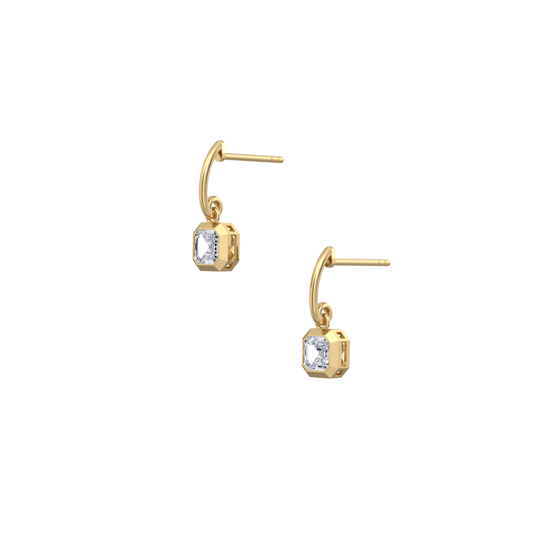 1CTW Asscher Cut Lab Dimaond Bezel Octagon Drop Earring - 