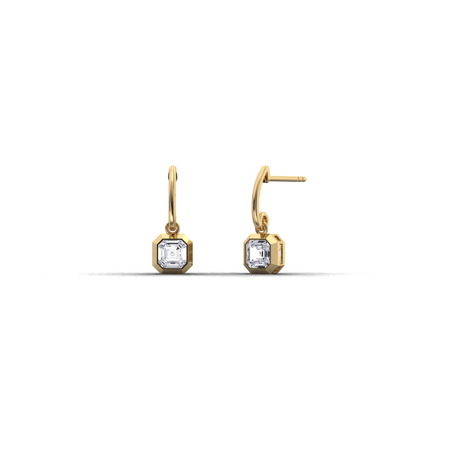 1CTW Asscher Cut Lab Dimaond Bezel Octagon Drop Earring - 