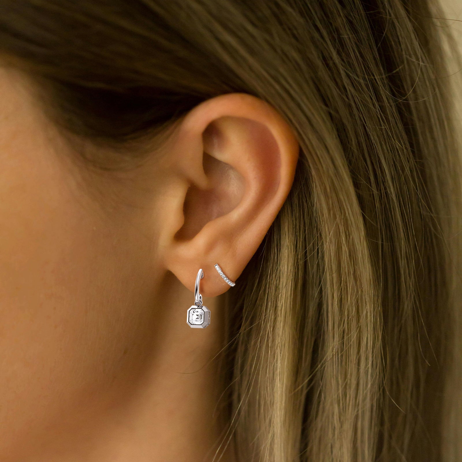 0.22CTW Lab Grown Diamond Hoop Earrings In 14K Solid Gold/Platinum - 