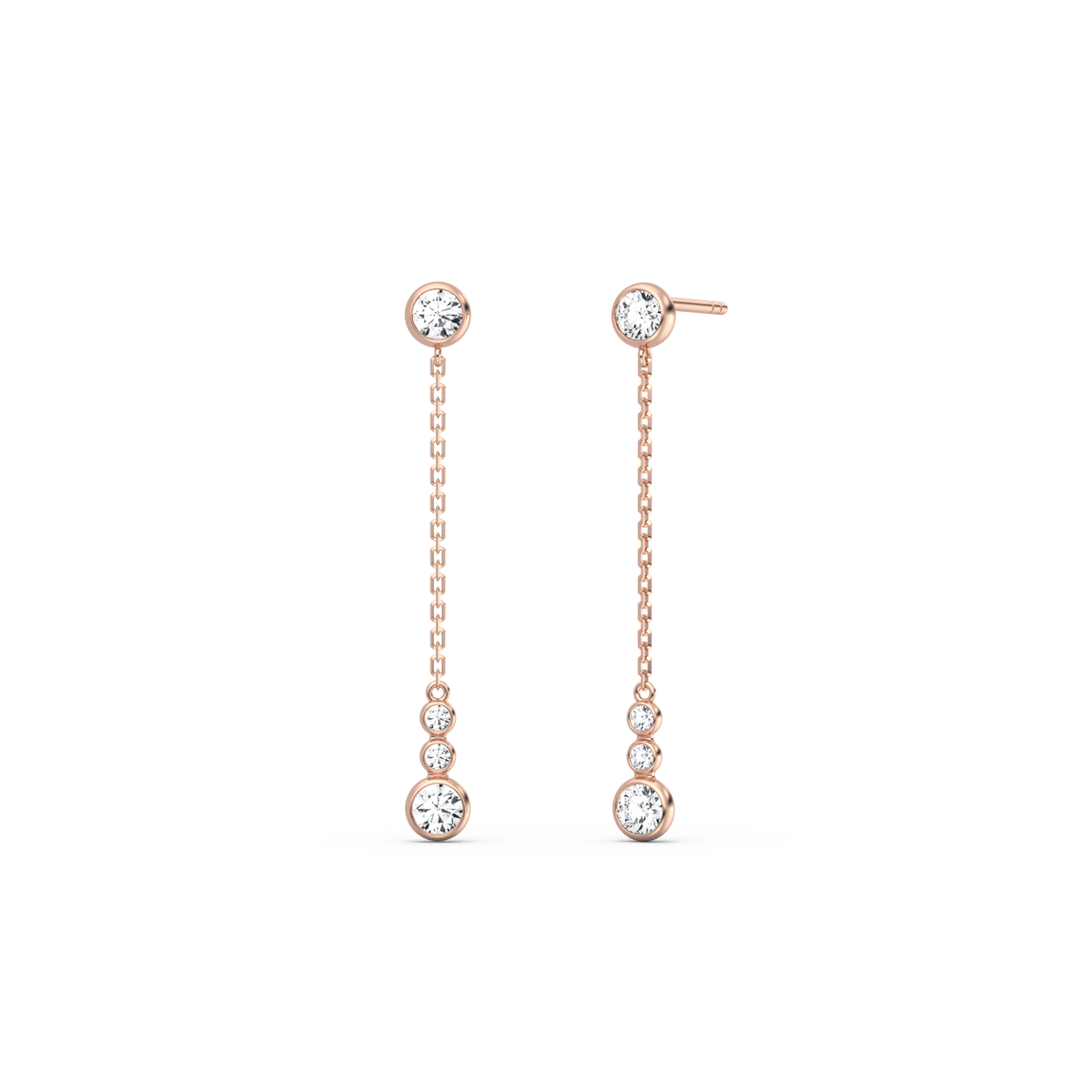 14K Solid Gold Dazzling Drop Earring With Lab Diamond - 