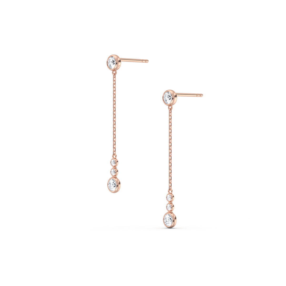 14K Solid Gold Dazzling Drop Earring With Lab Diamond - 