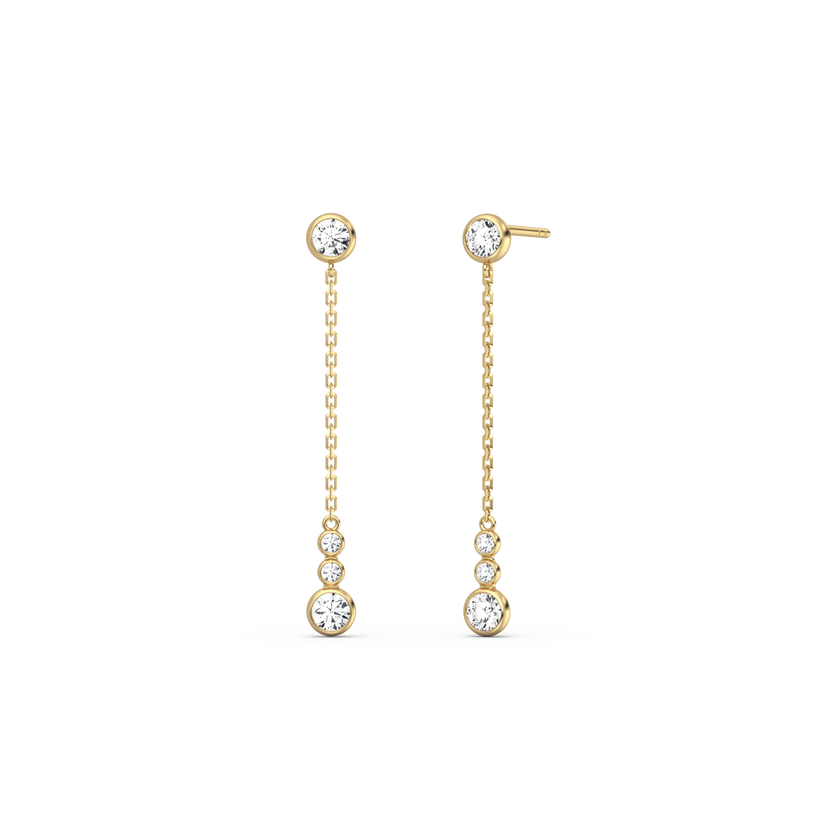 14K Solid Gold Dazzling Drop Earring With Lab Diamond - 