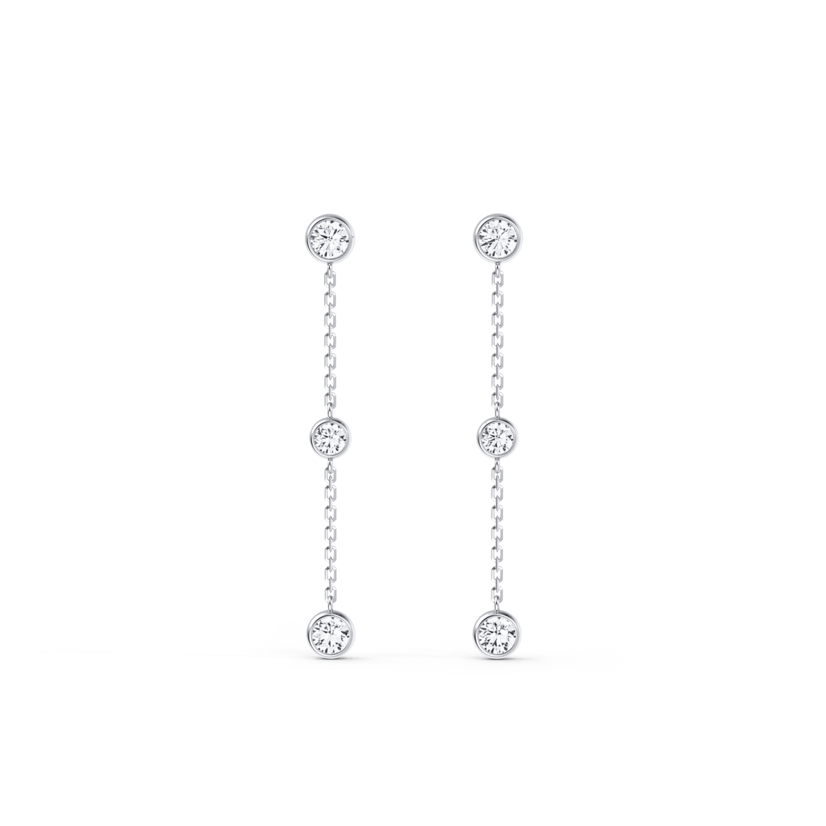 14K Solid Gold Bezel Set Drop Earring With Lab Diamond - 