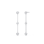 14K Solid Gold Bezel Set Drop Earring With Lab Diamond - 