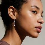 14K Solid Gold Bezel Set Drop Earring With Lab Diamond - 