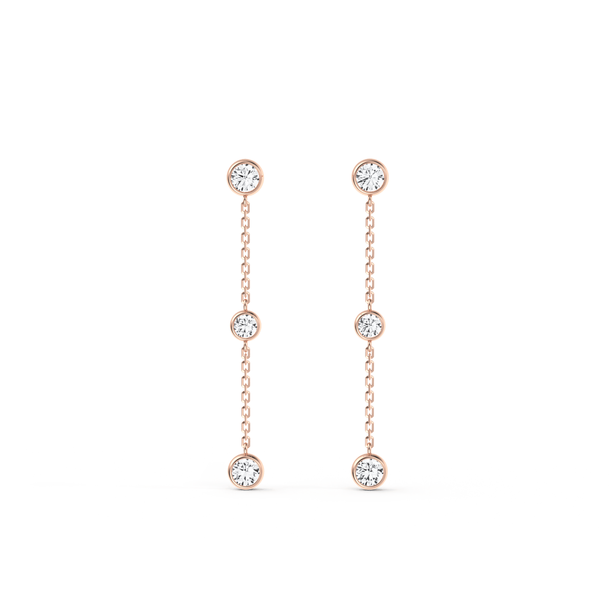 14K Solid Gold Bezel Set Drop Earring With Lab Diamond - 