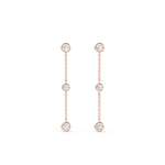 14K Solid Gold Bezel Set Drop Earring With Lab Diamond - 