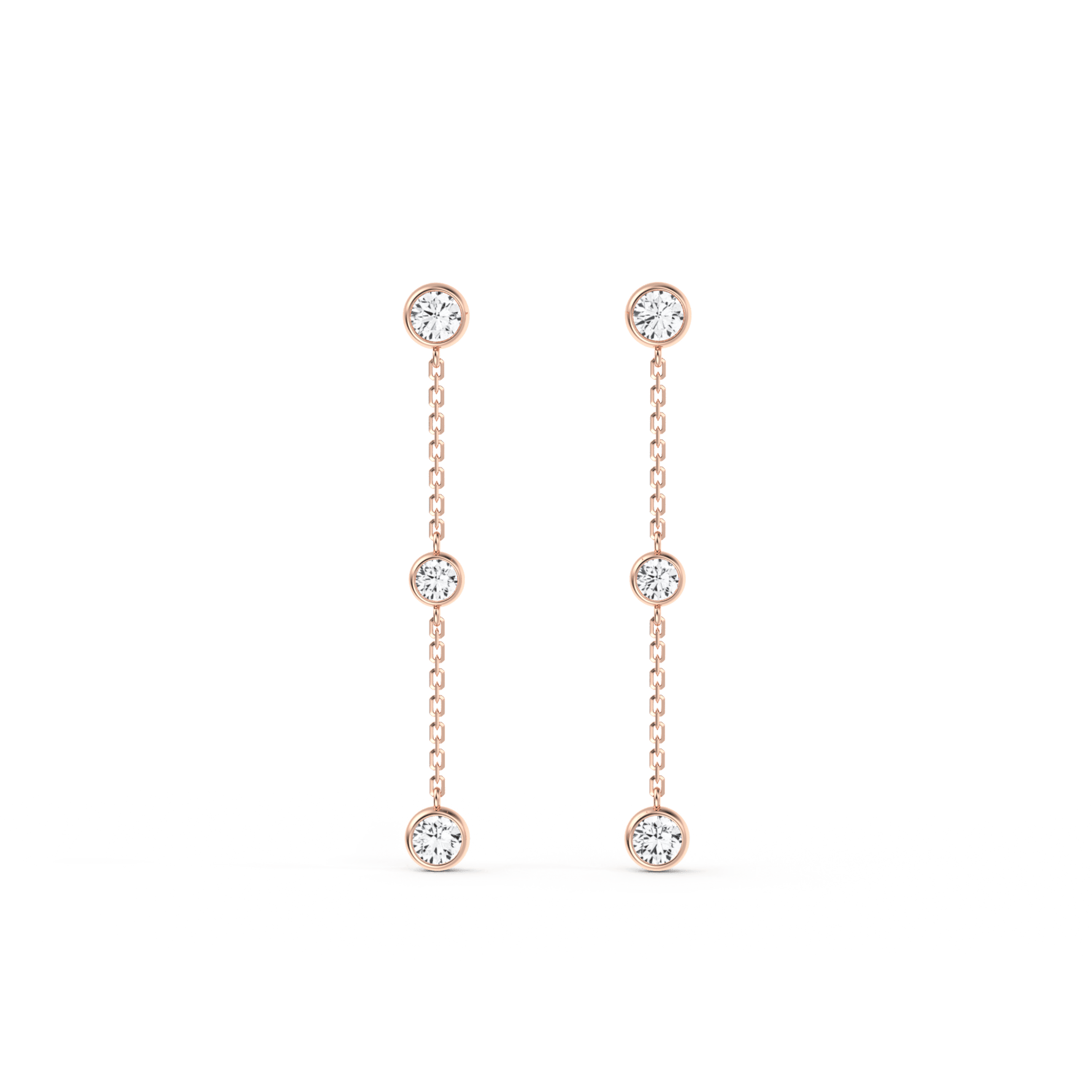 14K Solid Gold Bezel Set Drop Earring With Lab Diamond - 