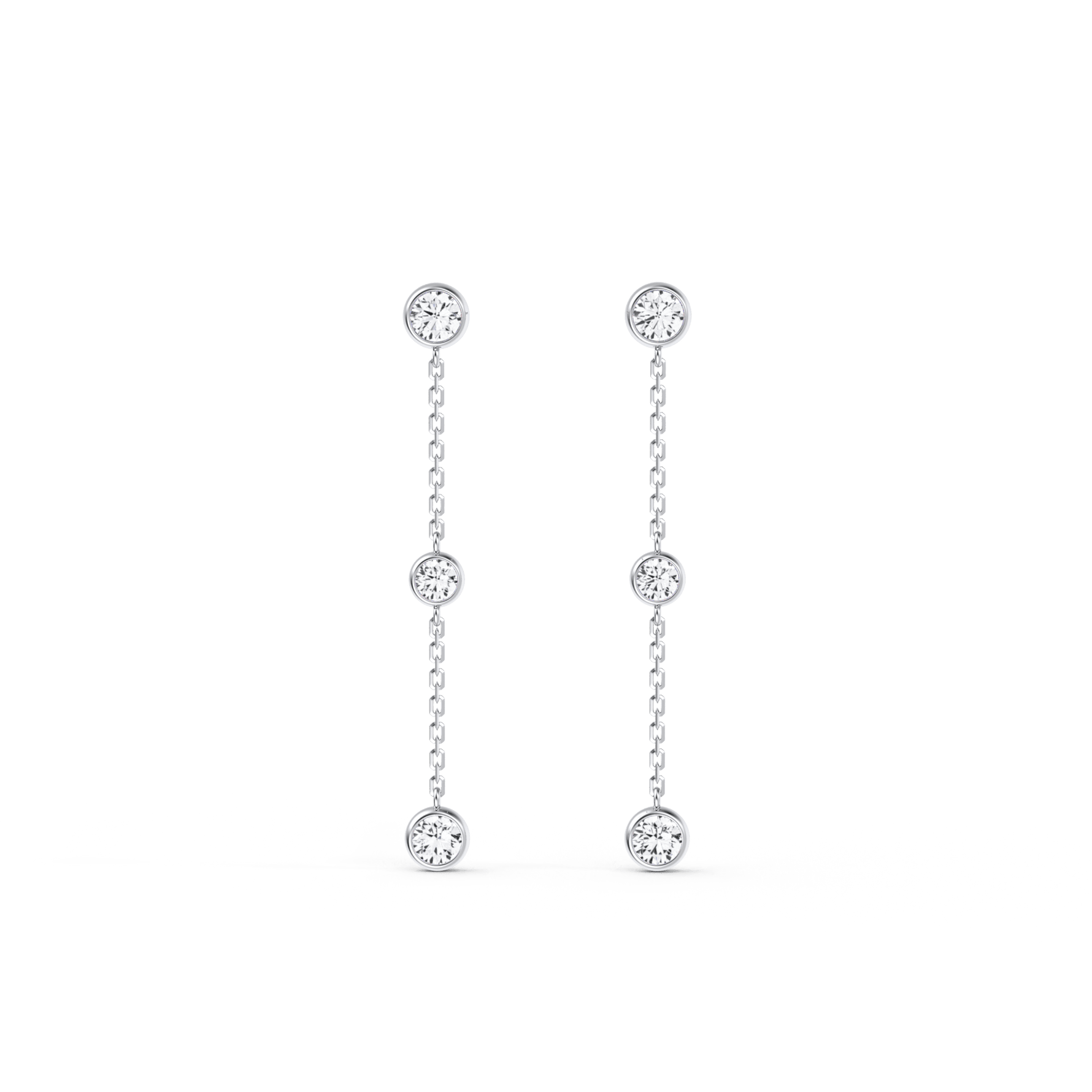 14K Solid Gold Bezel Set Drop Earring With Lab Diamond - 