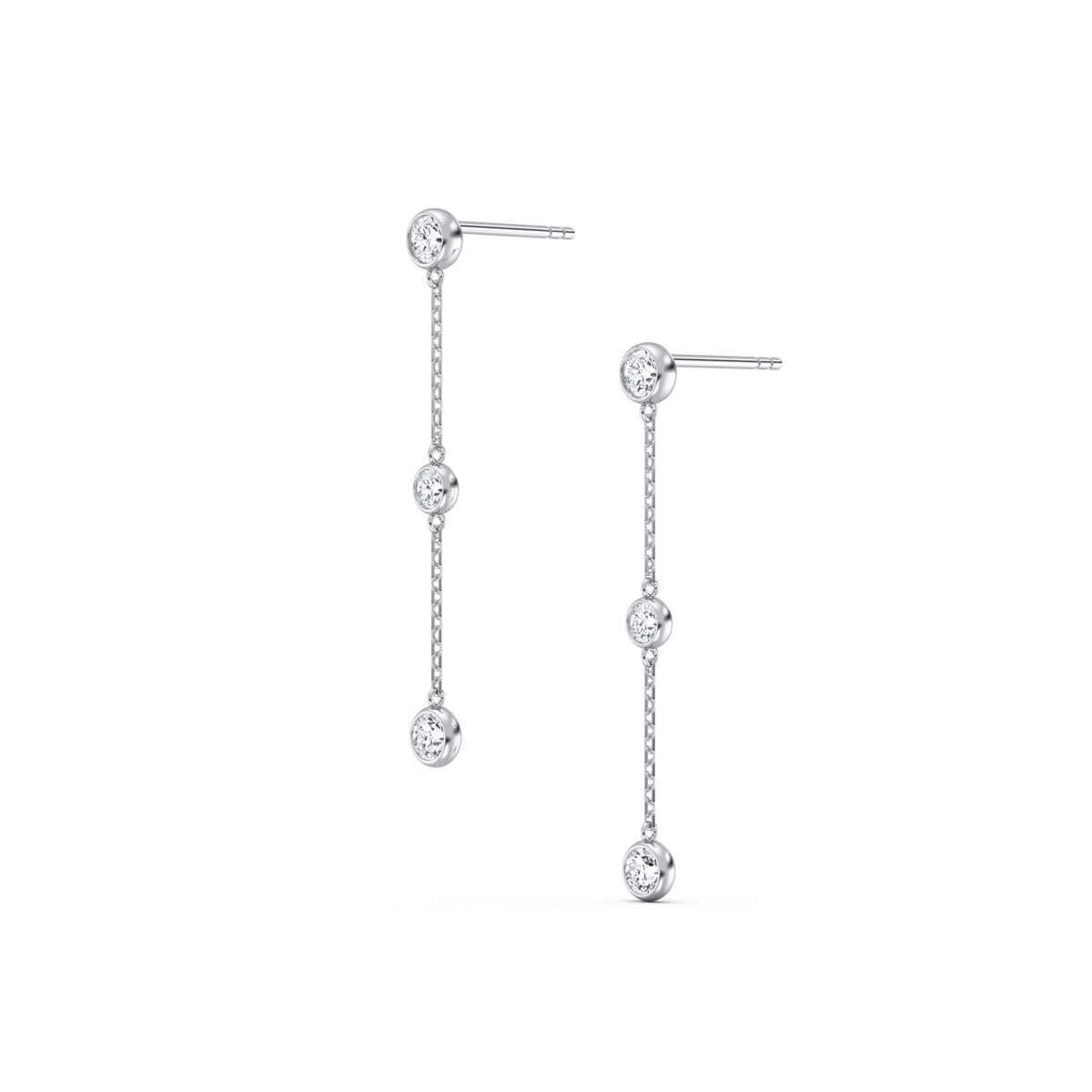 14K Solid Gold Bezel Set Drop Earring With Lab Diamond - 