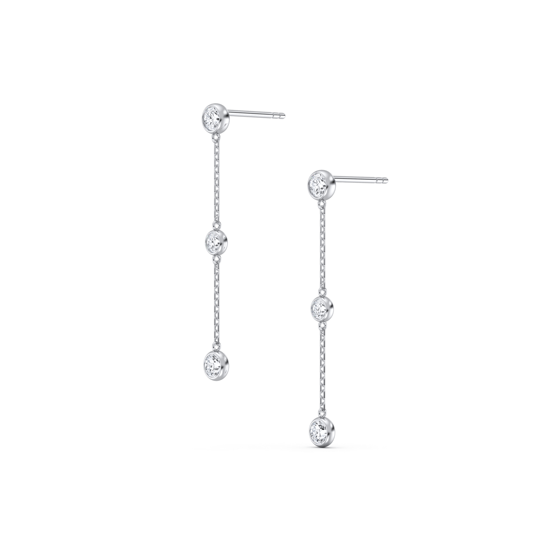 14K Solid Gold Bezel Set Drop Earring With Lab Diamond - 