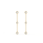 14K Solid Gold Bezel Set Drop Earring With Lab Diamond - 