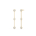 14K Solid Gold Bezel Set Drop Earring With Lab Diamond - 