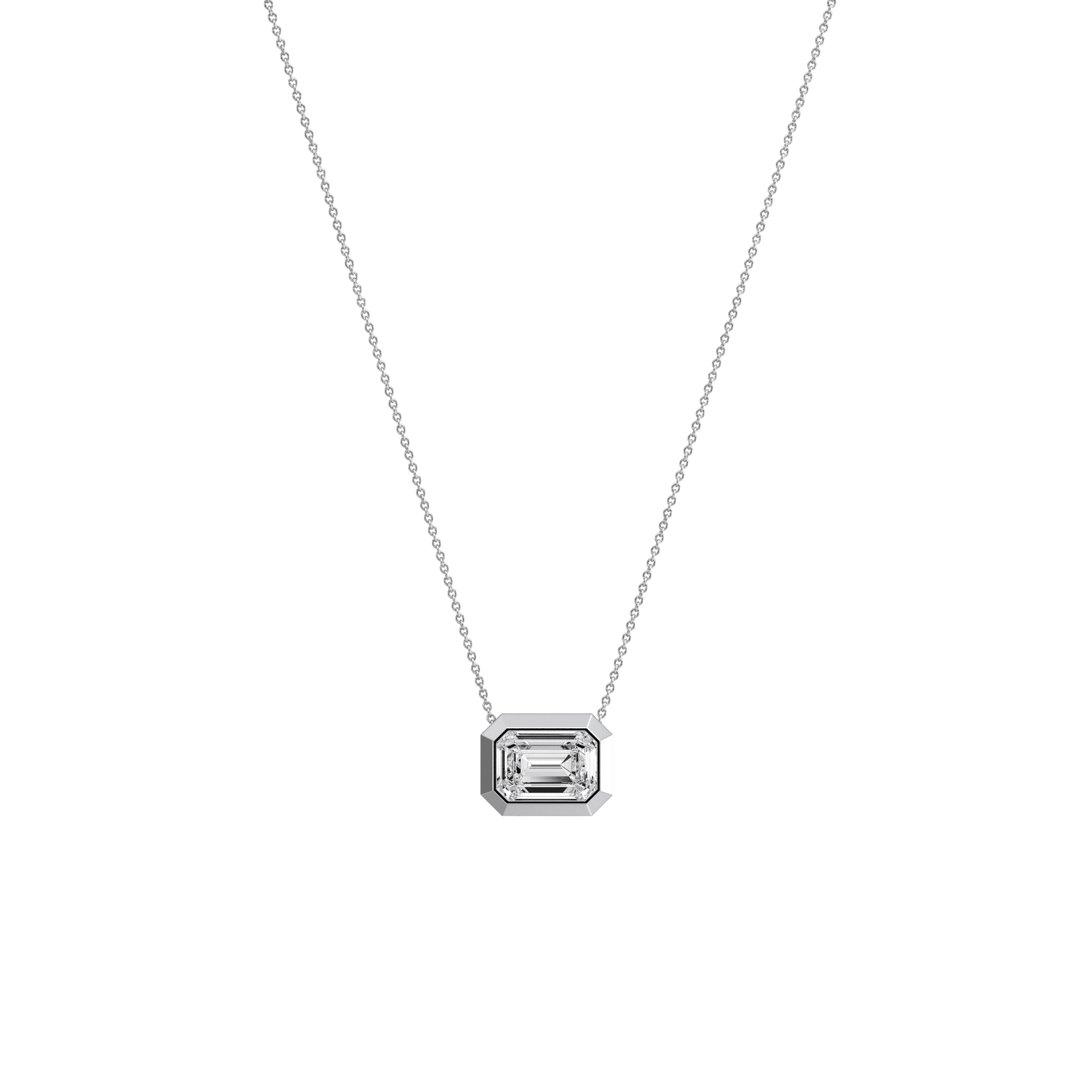 1CT Lab Grown Diamond Bezel Set Pendant Neckalce In 14K Solid Gold/Platinum - Necklaces