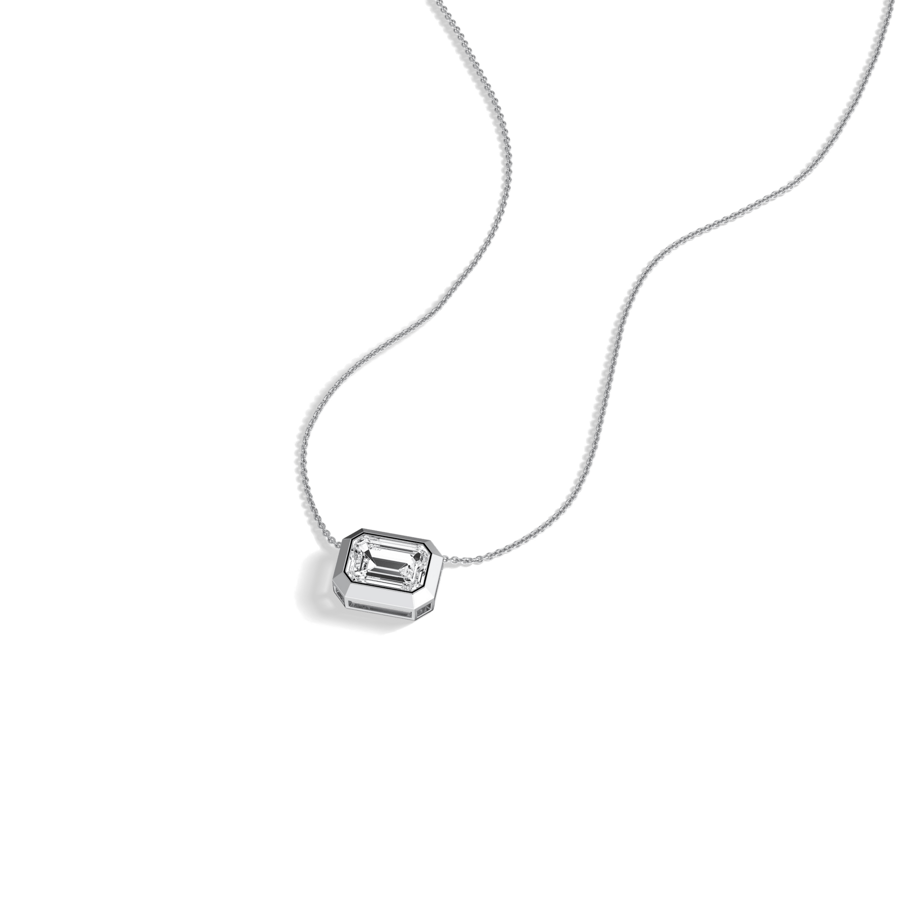 1CT Lab Grown Diamond Bezel Set Pendant Neckalce In 14K Solid Gold/Platinum - Necklaces