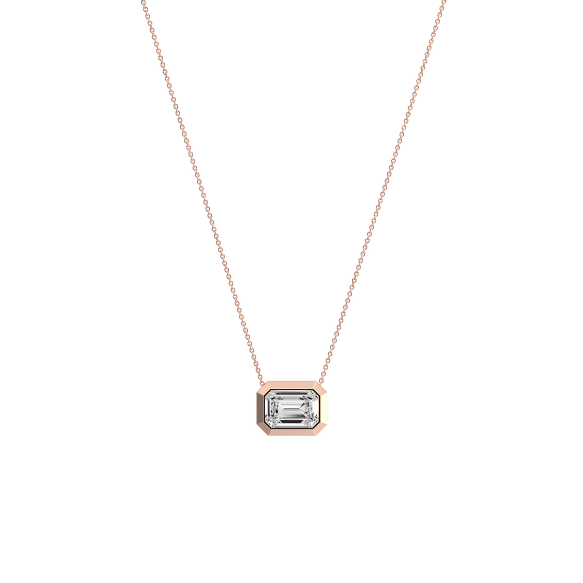 1CT Lab Grown Diamond Bezel Set Pendant Neckalce In 14K Solid Gold/Platinum - Necklaces