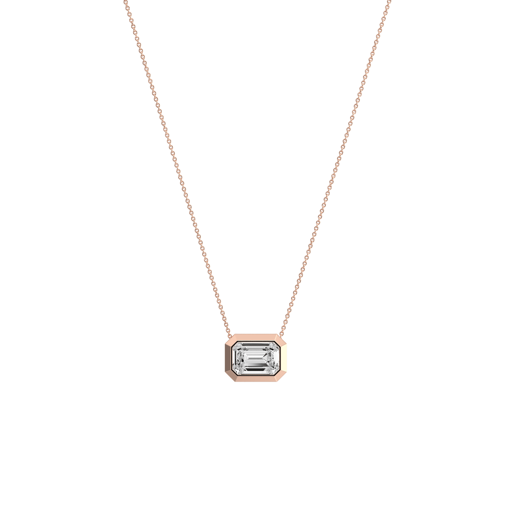 1CT Lab Grown Diamond Bezel Set Pendant Neckalce In 14K Solid Gold/Platinum - Necklaces