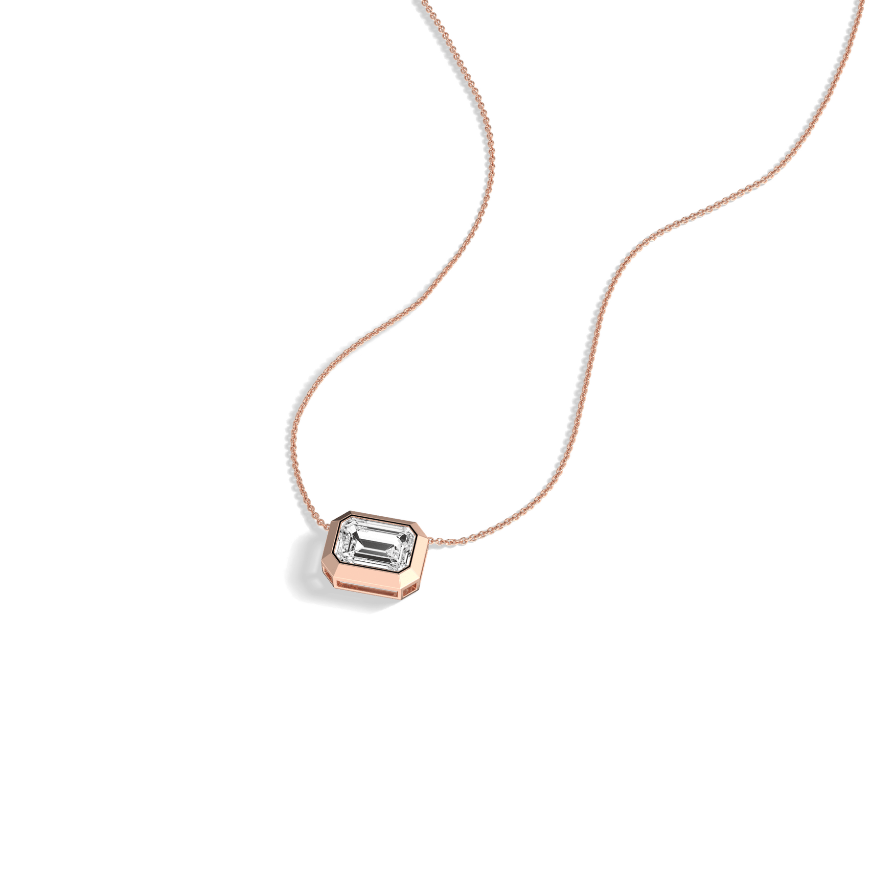 1CT Lab Grown Diamond Bezel Set Pendant Neckalce In 14K Solid Gold/Platinum - Necklaces
