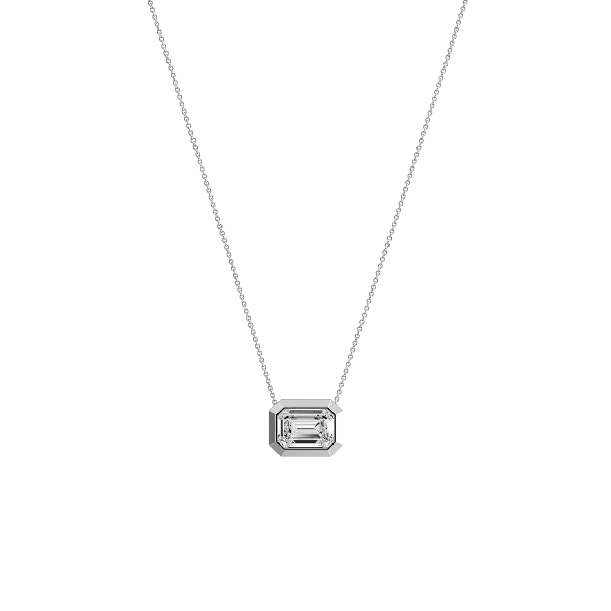 1CT Lab Grown Diamond Bezel Set Pendant Neckalce In 14K Solid Gold/Platinum - Necklaces
