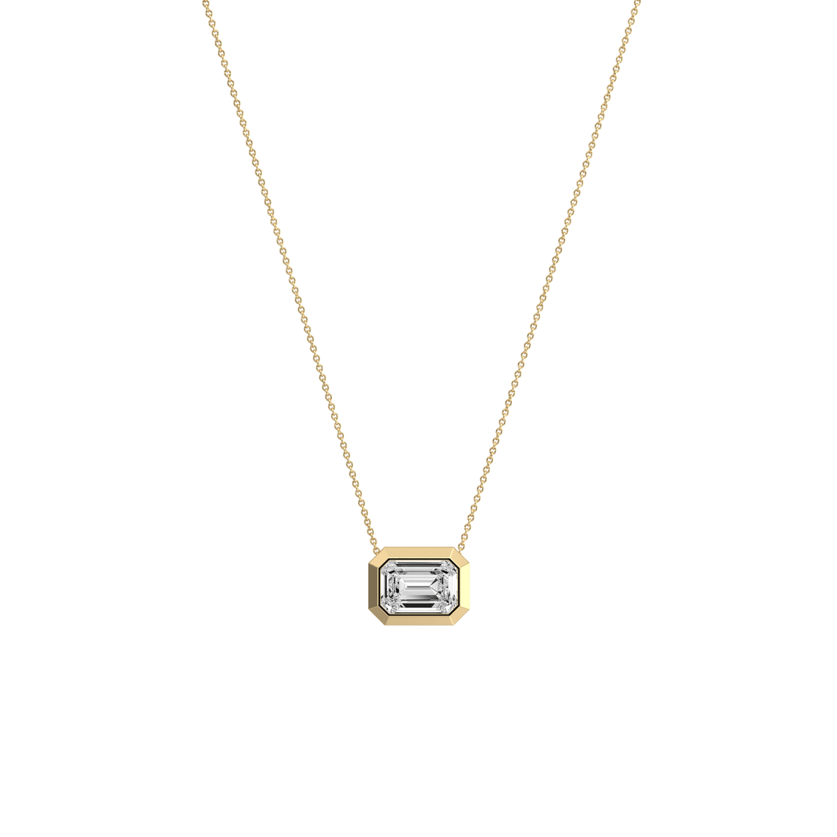 1CT Lab Grown Diamond Bezel Set Pendant Neckalce In 14K Solid Gold/Platinum - Necklaces
