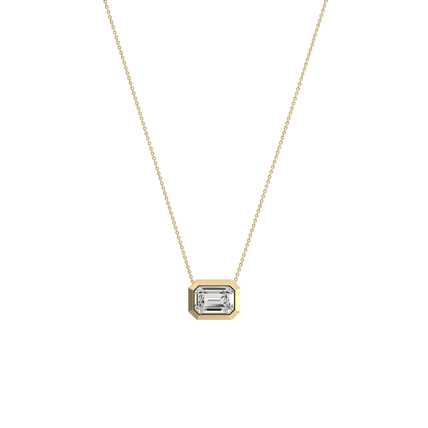 1CT Lab Grown Diamond Bezel Set Pendant Neckalce In 14K Solid Gold/Platinum - Necklaces