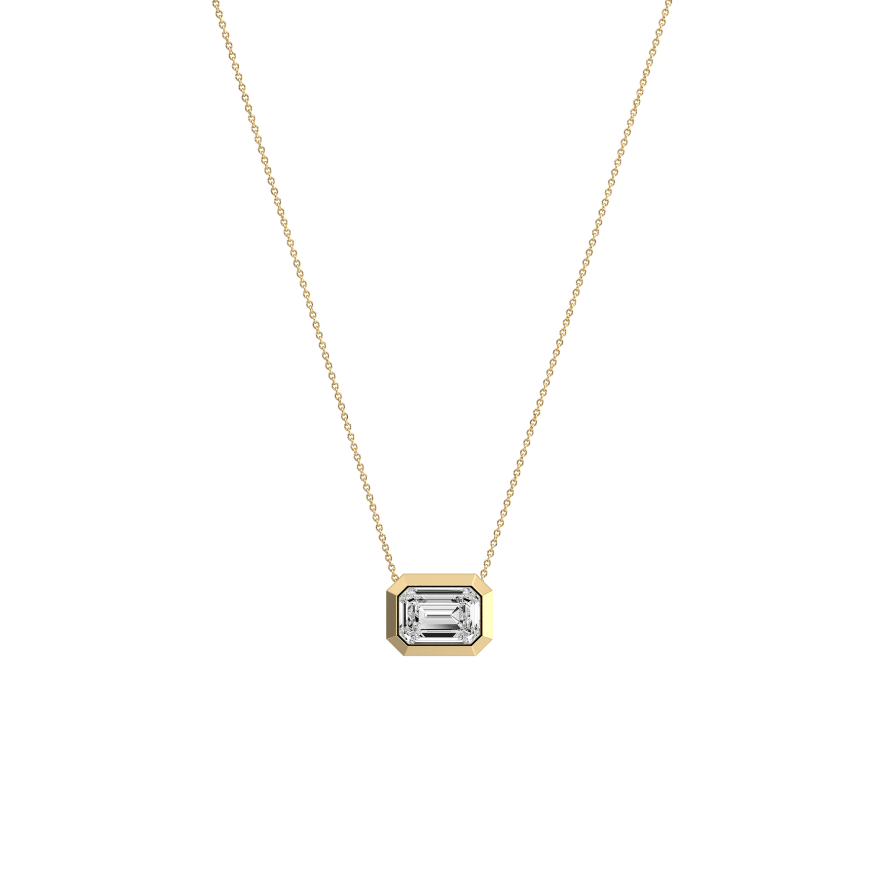 1CT Lab Grown Diamond Bezel Set Pendant Neckalce In 14K Solid Gold/Platinum - Necklaces