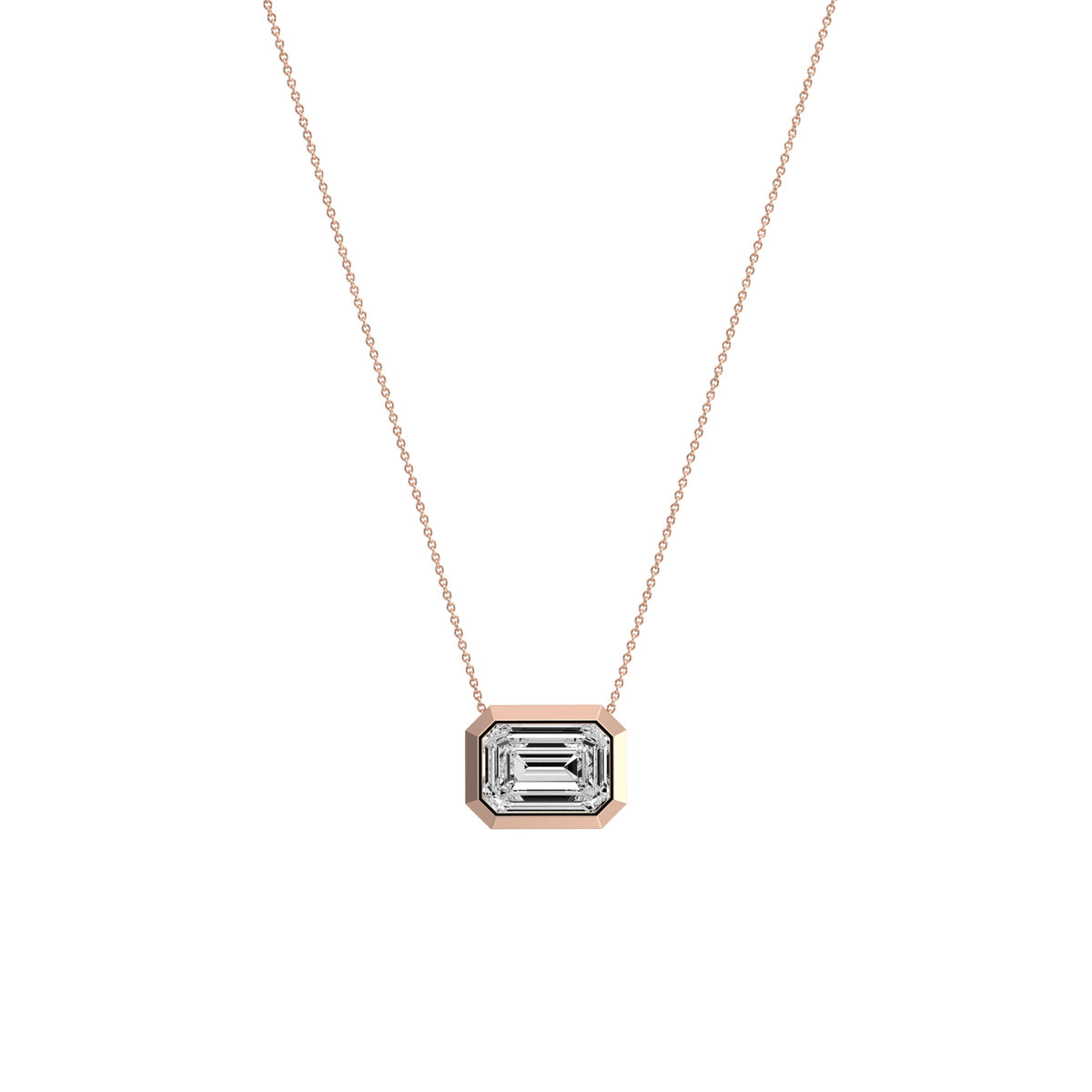 2CT Lab Grown Diamond Bezel Set Pendant Neckalce In 14K Solid Gold/Platinum - Necklaces