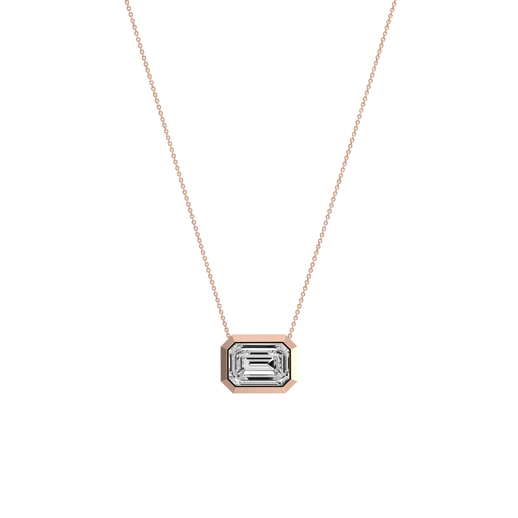2CT Lab Grown Diamond Bezel Set Pendant Neckalce In 14K Solid Gold/Platinum - Necklaces