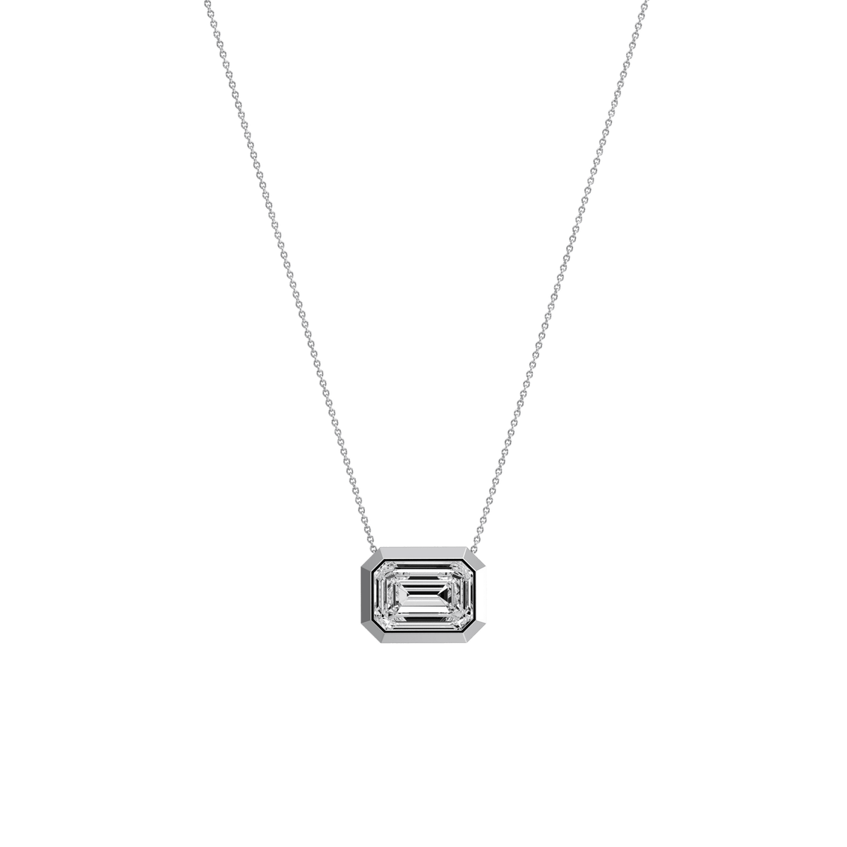 2CT Lab Grown Diamond Bezel Set Pendant Neckalce In 14K Solid Gold/Platinum - Necklaces