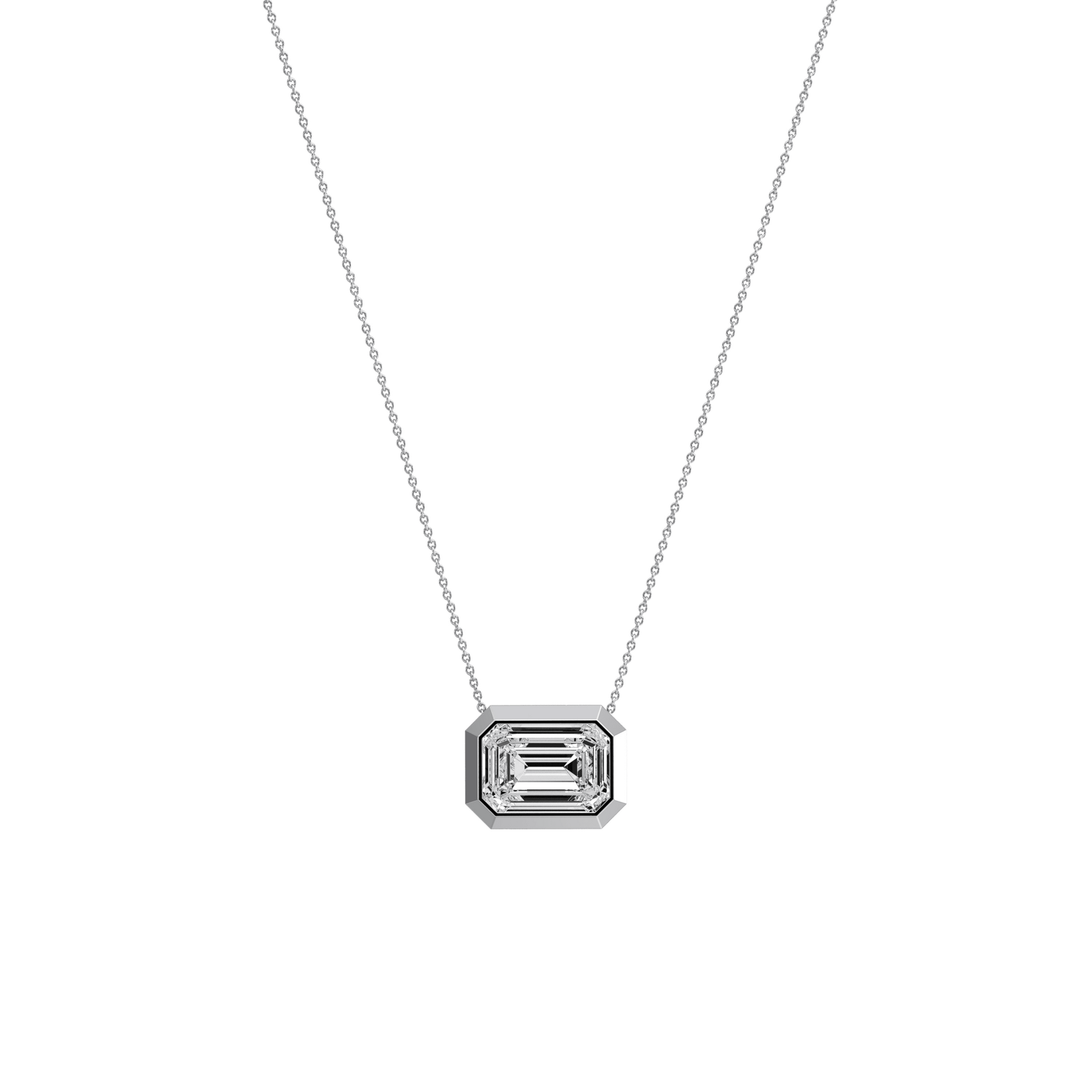 2CT Lab Grown Diamond Bezel Set Pendant Neckalce In 14K Solid Gold/Platinum - Necklaces