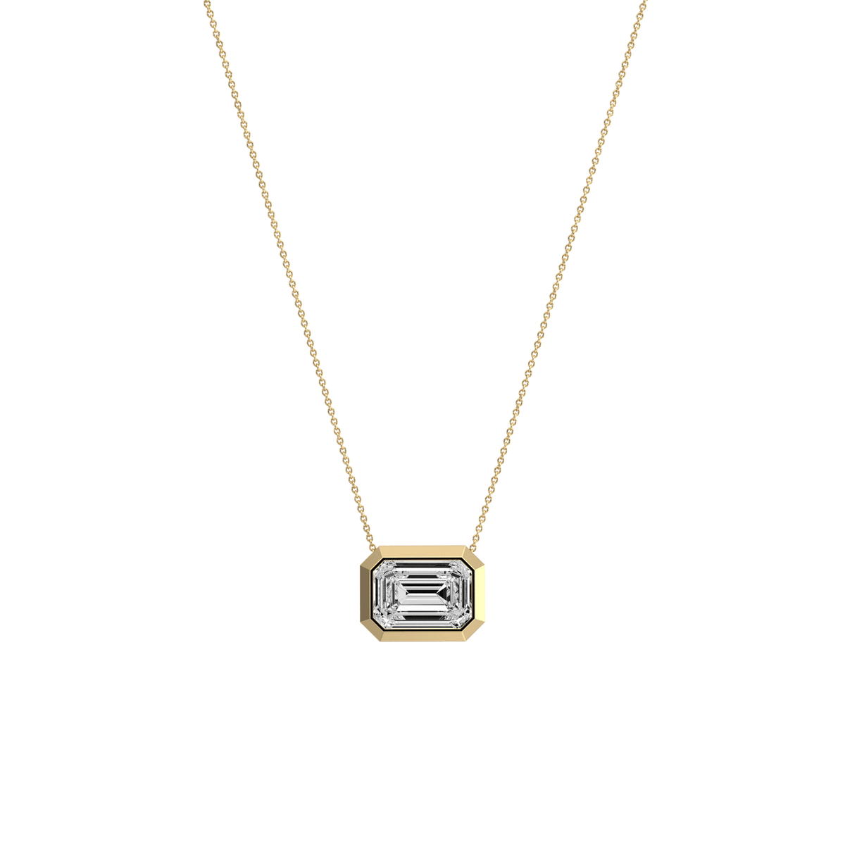 2CT Lab Grown Diamond Bezel Set Pendant Neckalce In 14K Solid Gold/Platinum - Necklaces