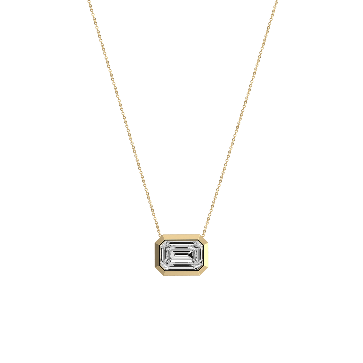 2CT Lab Grown Diamond Bezel Set Pendant Neckalce In 14K Solid Gold/Platinum - Necklaces