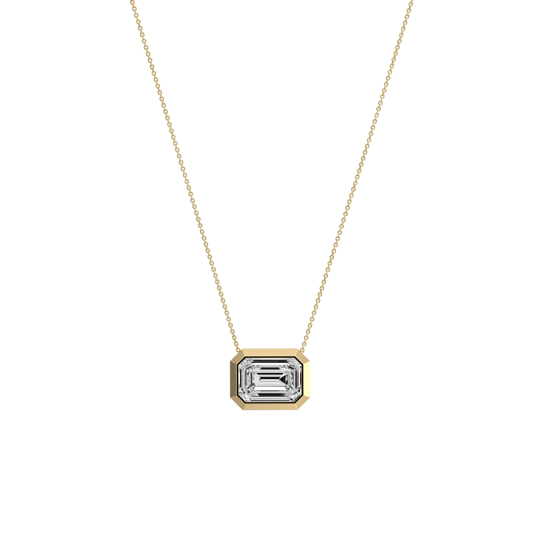 2CT Lab Grown Diamond Bezel Set Pendant Neckalce In 14K Solid Gold/Platinum - Necklaces