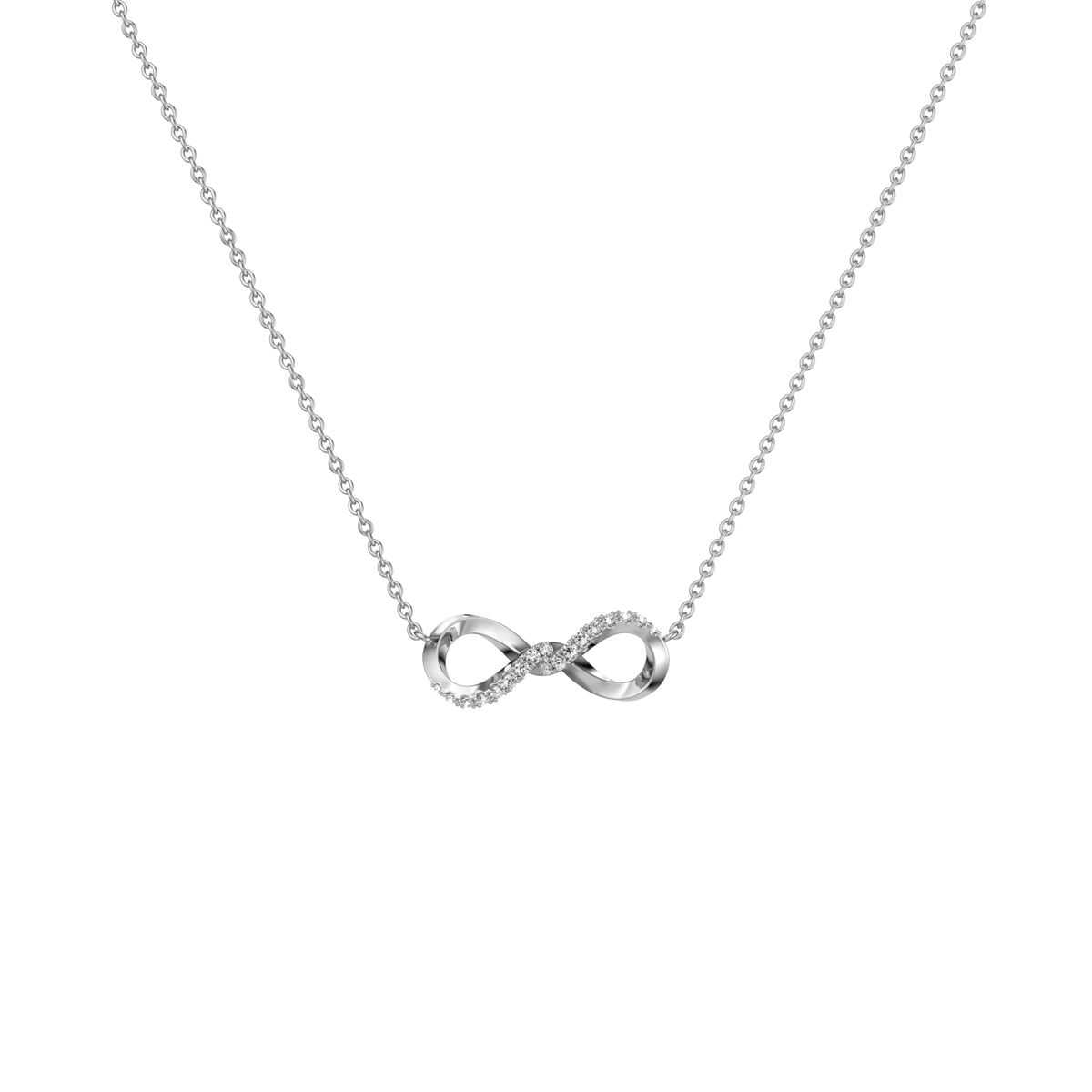 Lab Diamond Infinity Necklace In 14K Solid Gold/Platinum - 