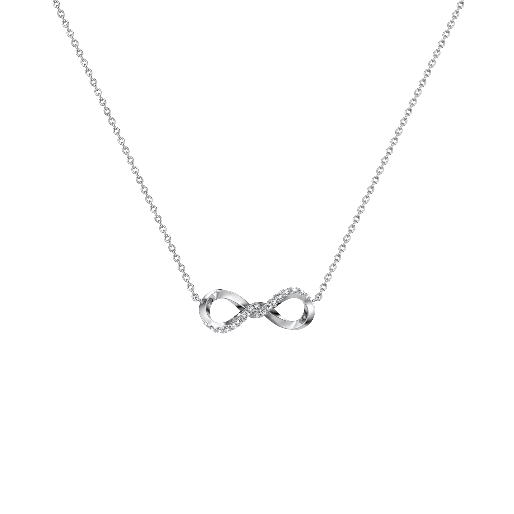 Lab Diamond Infinity Necklace In 14K Solid Gold/Platinum - 