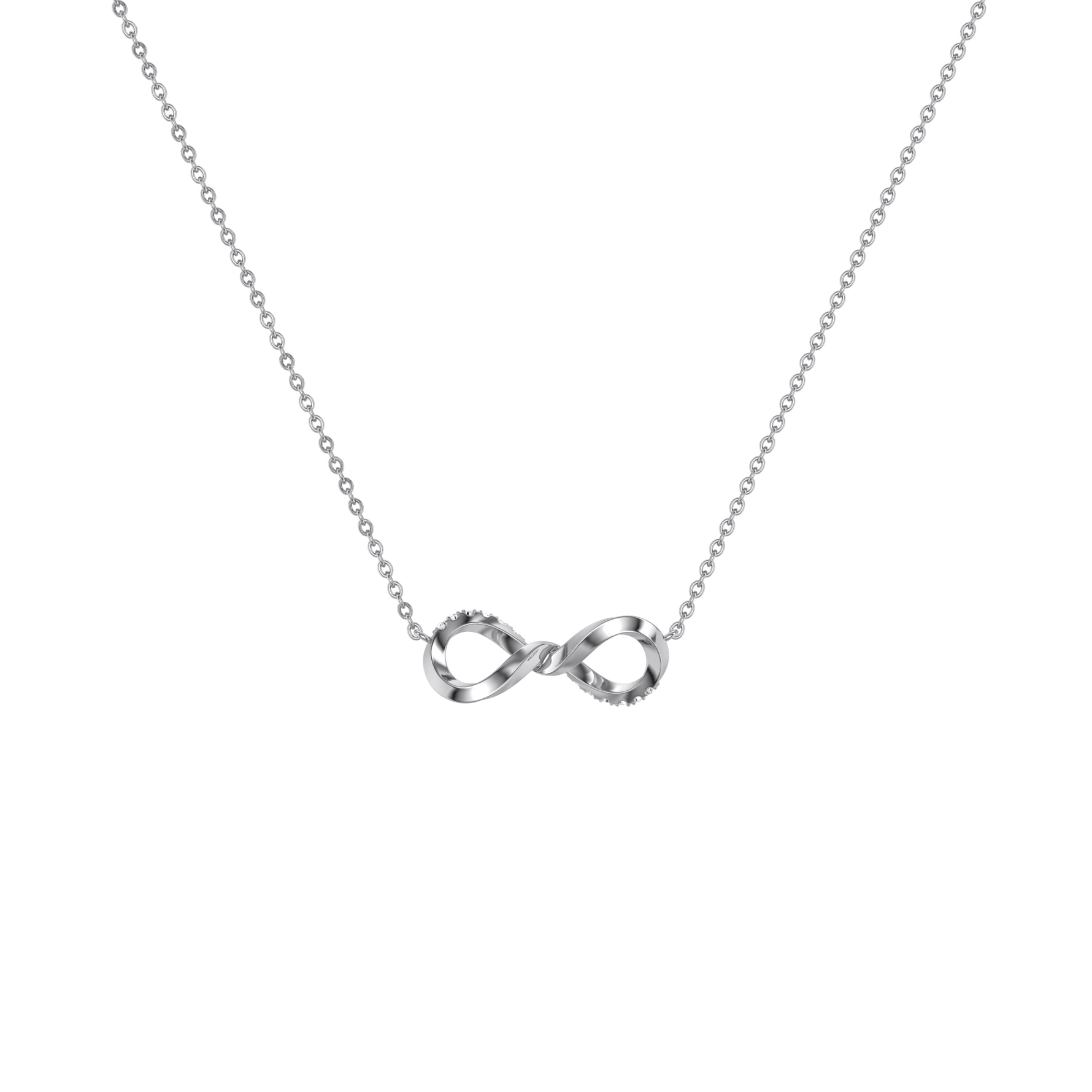 Lab Diamond Infinity Necklace In 14K Solid Gold/Platinum - 