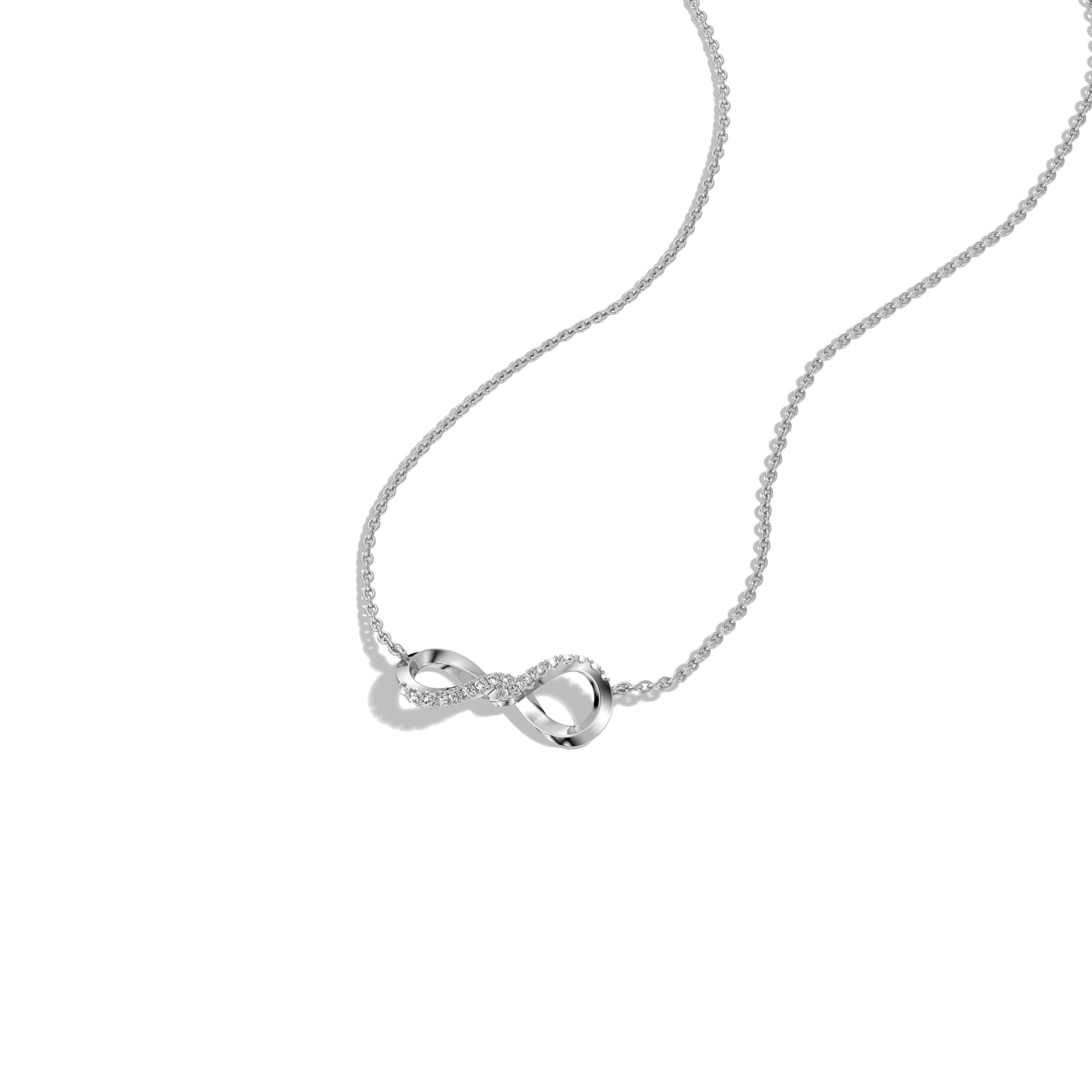 Lab Diamond Infinity Necklace In 14K Solid Gold/Platinum - 