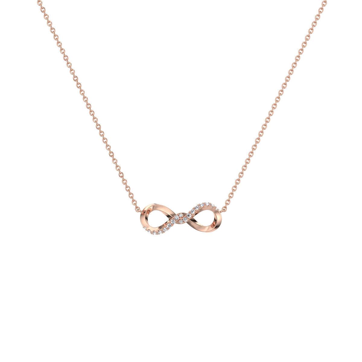 Lab Diamond Infinity Necklace In 14K Solid Gold/Platinum - 