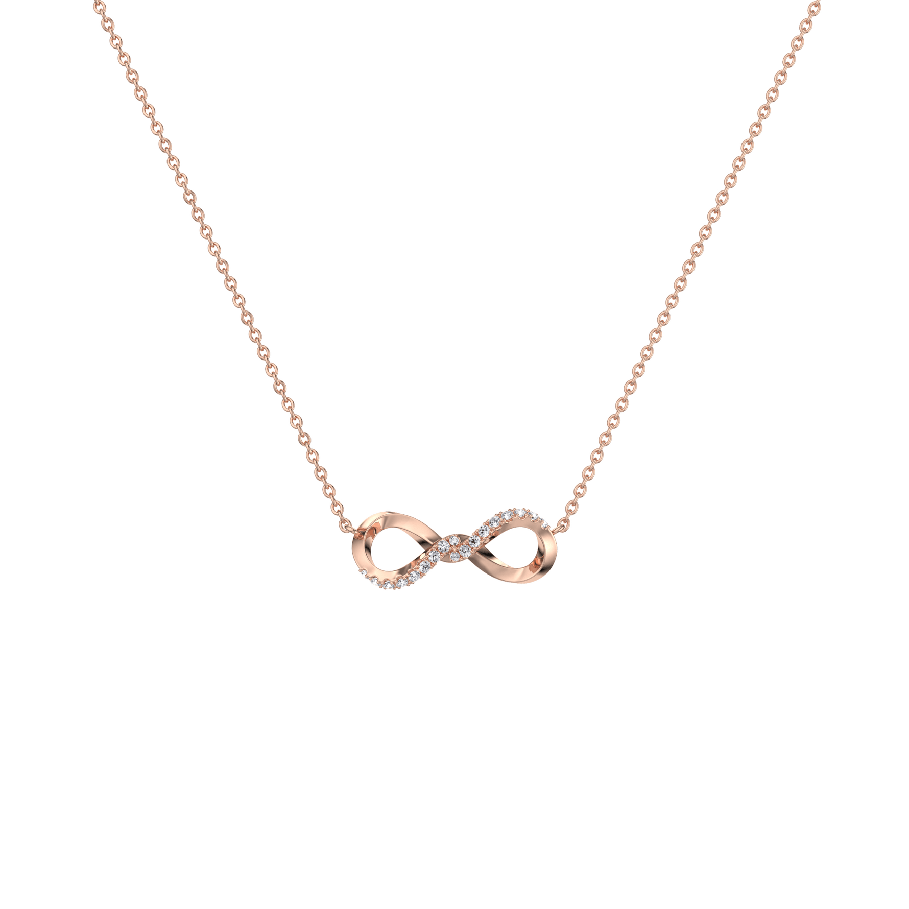 Lab Diamond Infinity Necklace In 14K Solid Gold/Platinum - 