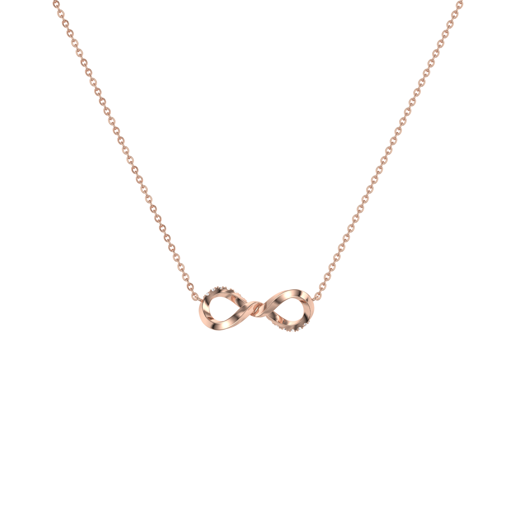 Lab Diamond Infinity Necklace In 14K Solid Gold/Platinum - 