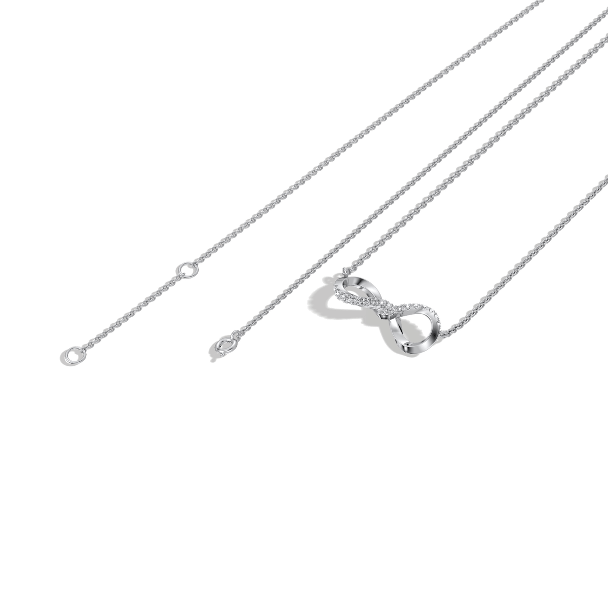 Lab Diamond Infinity Necklace In 14K Solid Gold/Platinum - 