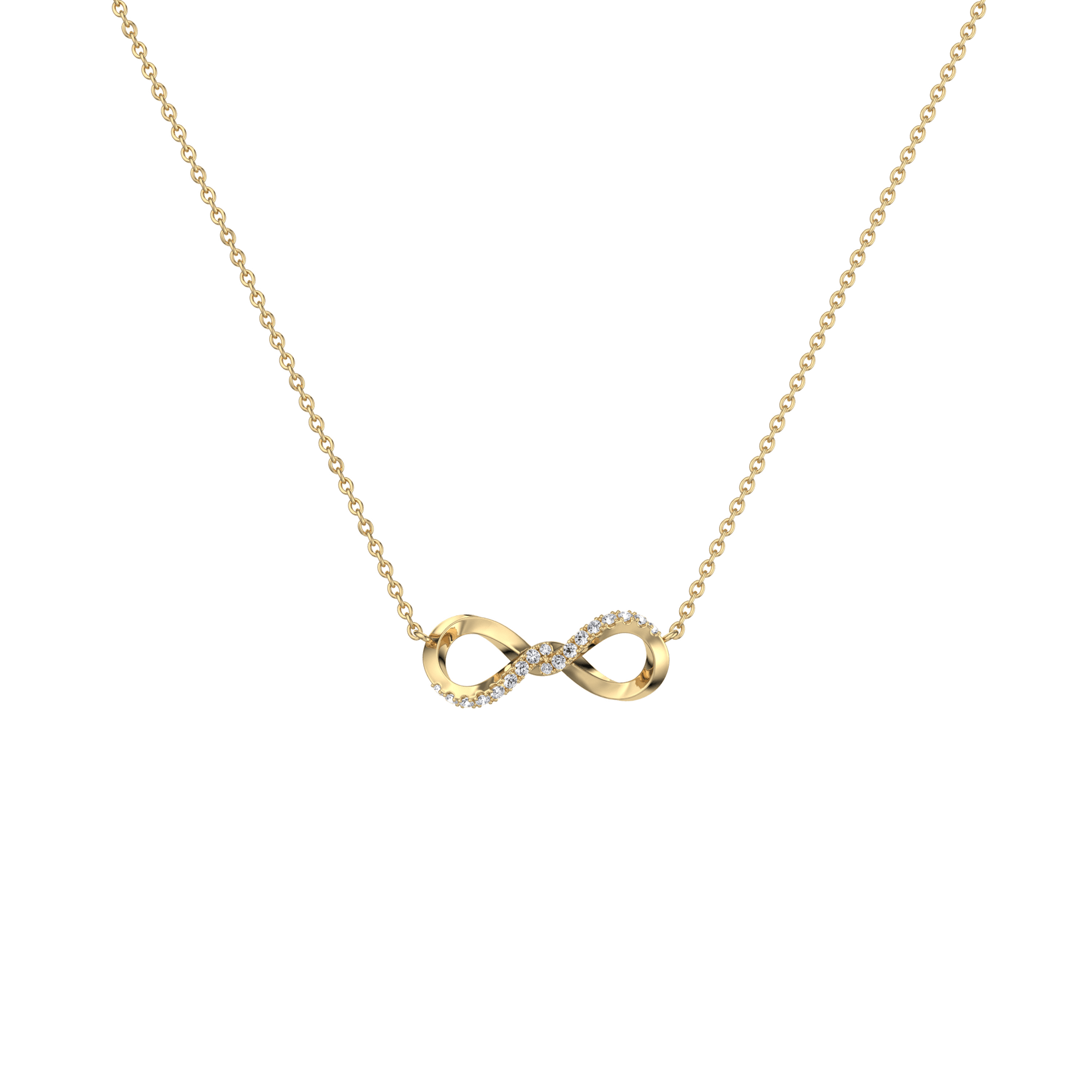Lab Diamond Infinity Necklace In 14K Solid Gold/Platinum - 