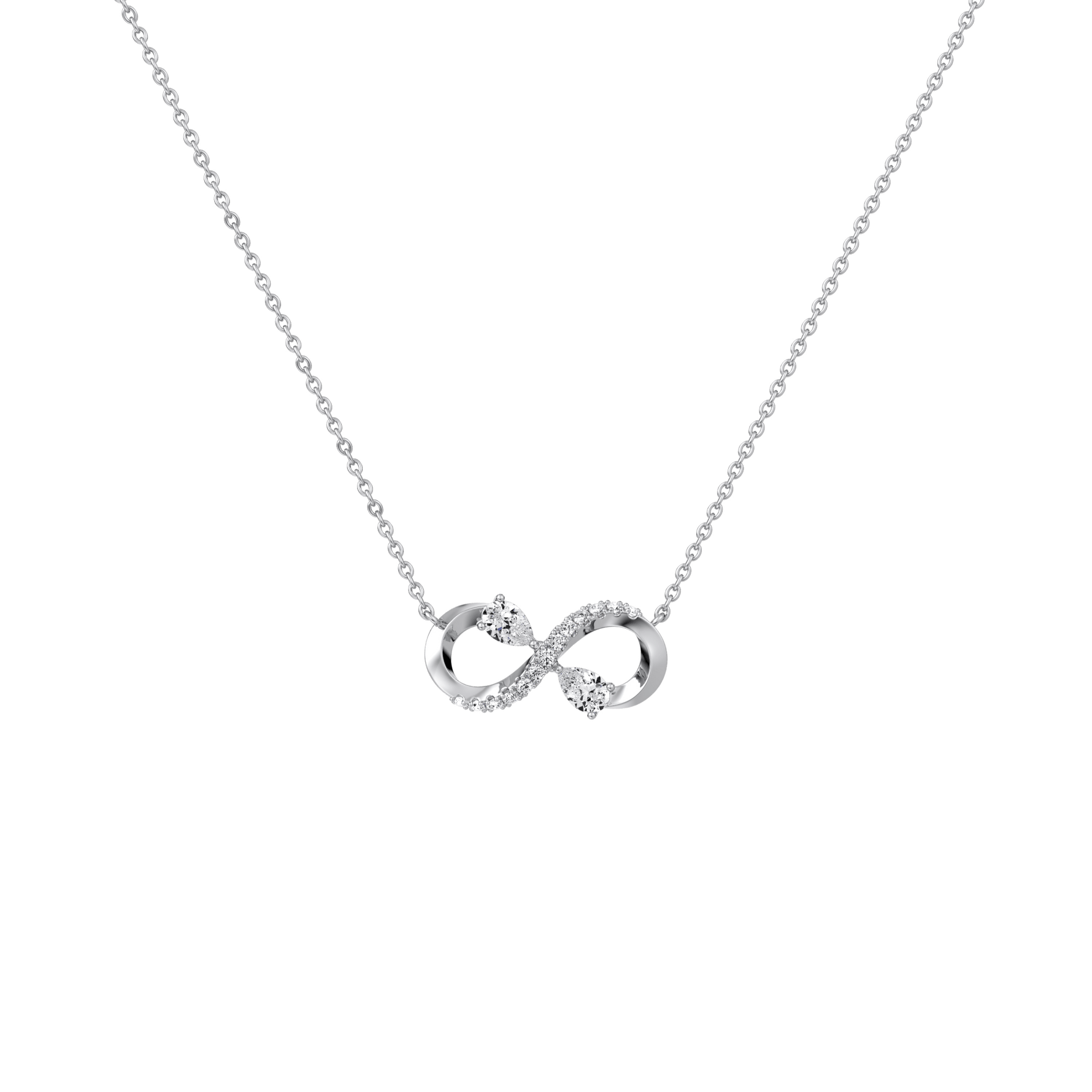 0.29CTW Lab Diamond Infinity Necklace In 14K Solid Gold/Platinum - 