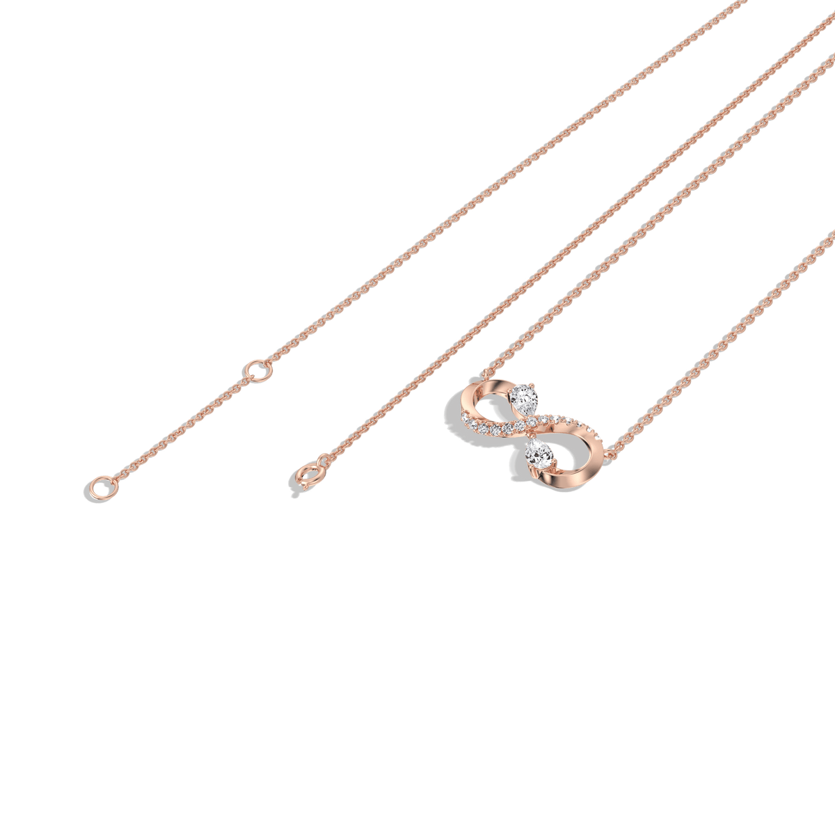 0.29CTW Lab Diamond Infinity Necklace In 14K Solid Gold/Platinum - 