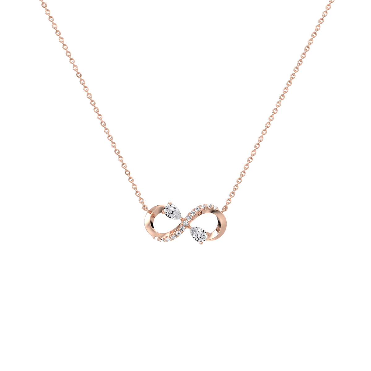 0.29CTW Lab Diamond Infinity Necklace In 14K Solid Gold/Platinum - 